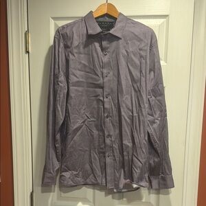Tahari Purple Casual Button Down Shirt with Silky Finish EUC